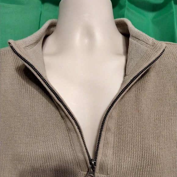 Fleece Lined 1/4 Zip Easy Care Cotton Sweater NWT - Picture 3 of 8